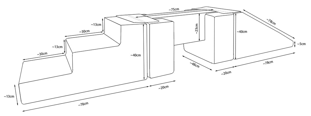 Softplay-Set 5 Blöcke Fußgängerbrücke mit Rutsche