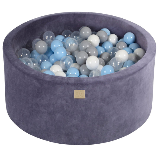 Bällebad Samt Blau-Grau 90x40 cm