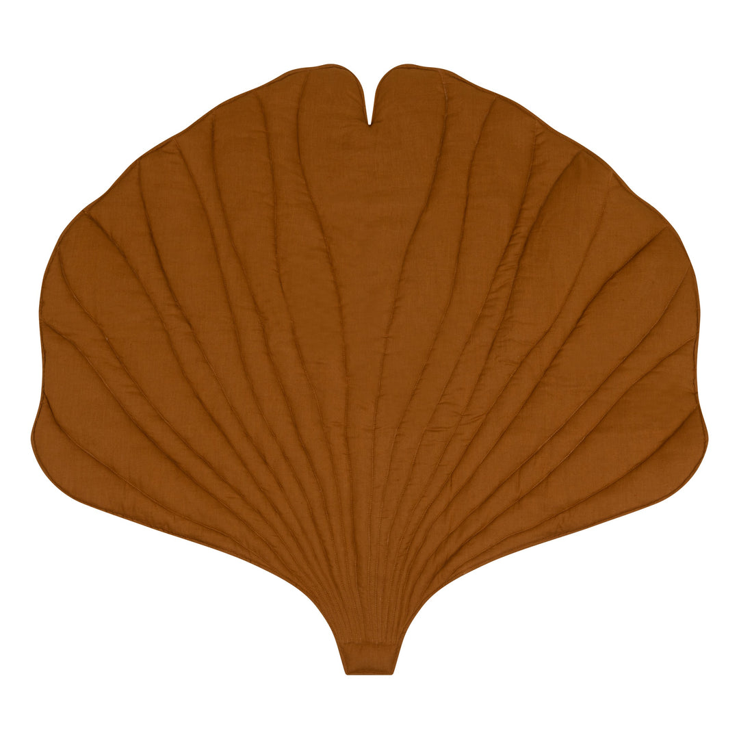 Organic Cotton and Linen Ginkgo Leaf Playmat - Caramel