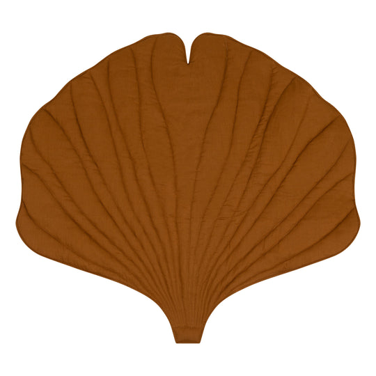 Organic Cotton and Linen Ginkgo Leaf Playmat - Caramel