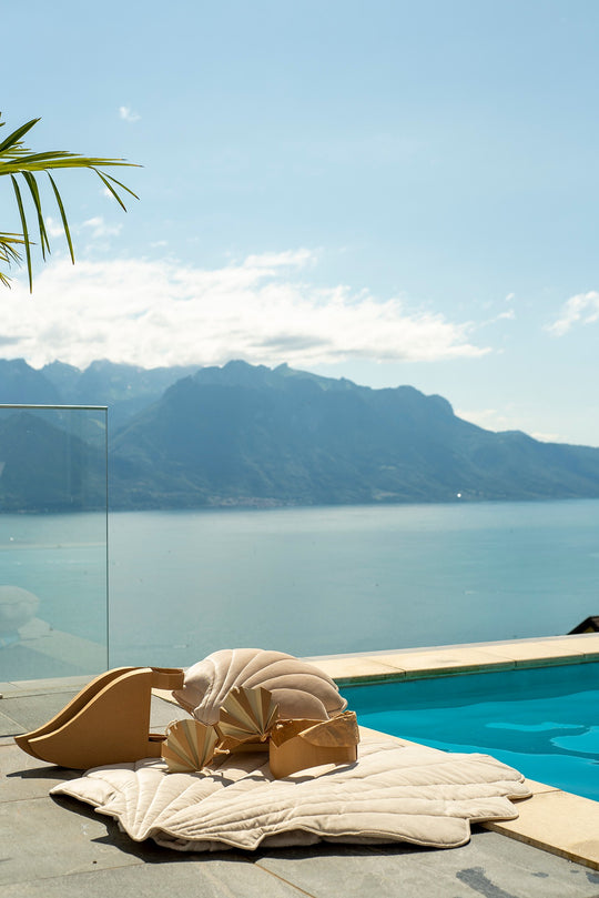 Organic Cotton and Velvet Shell Playmat - Beige