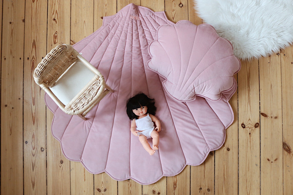 Organic Cotton and Velvet Shell Playmat - Powder Pink