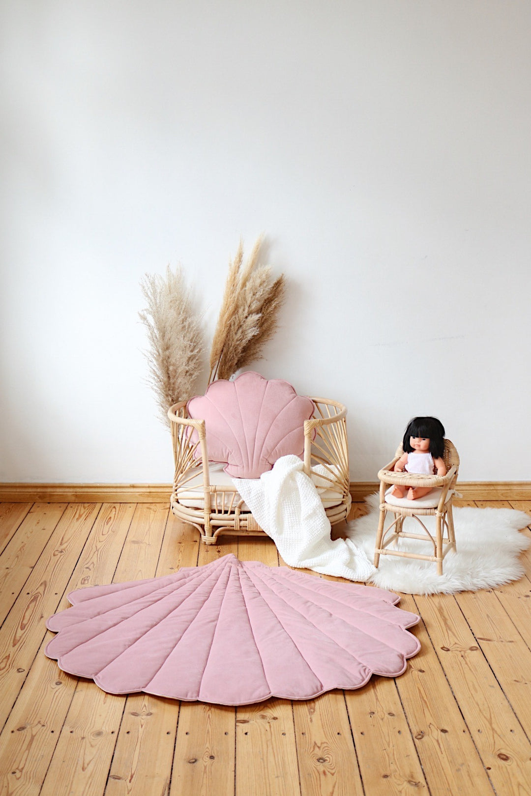 Organic Cotton and Velvet Shell Playmat - Powder Pink